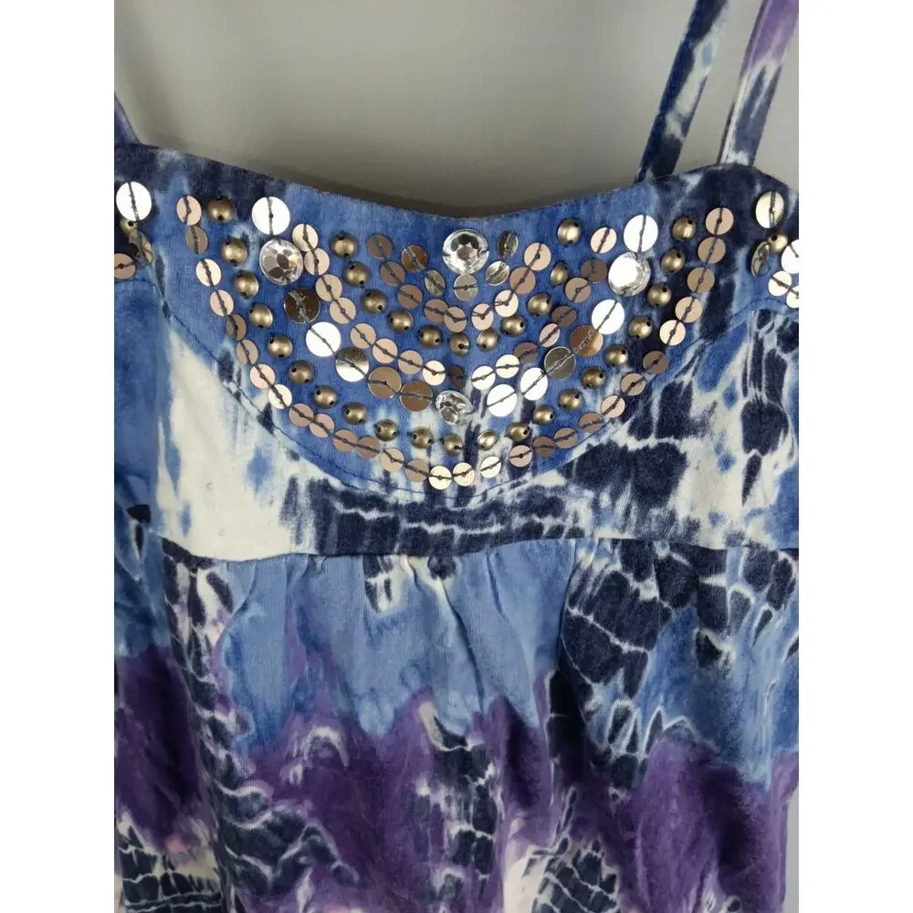 Justice Girls' Blue, Purple & Pink Tie-Dye Sequin Camisole